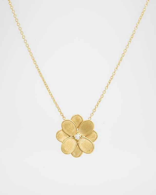18K Yellow Gold Flower Pendant with Diamonds